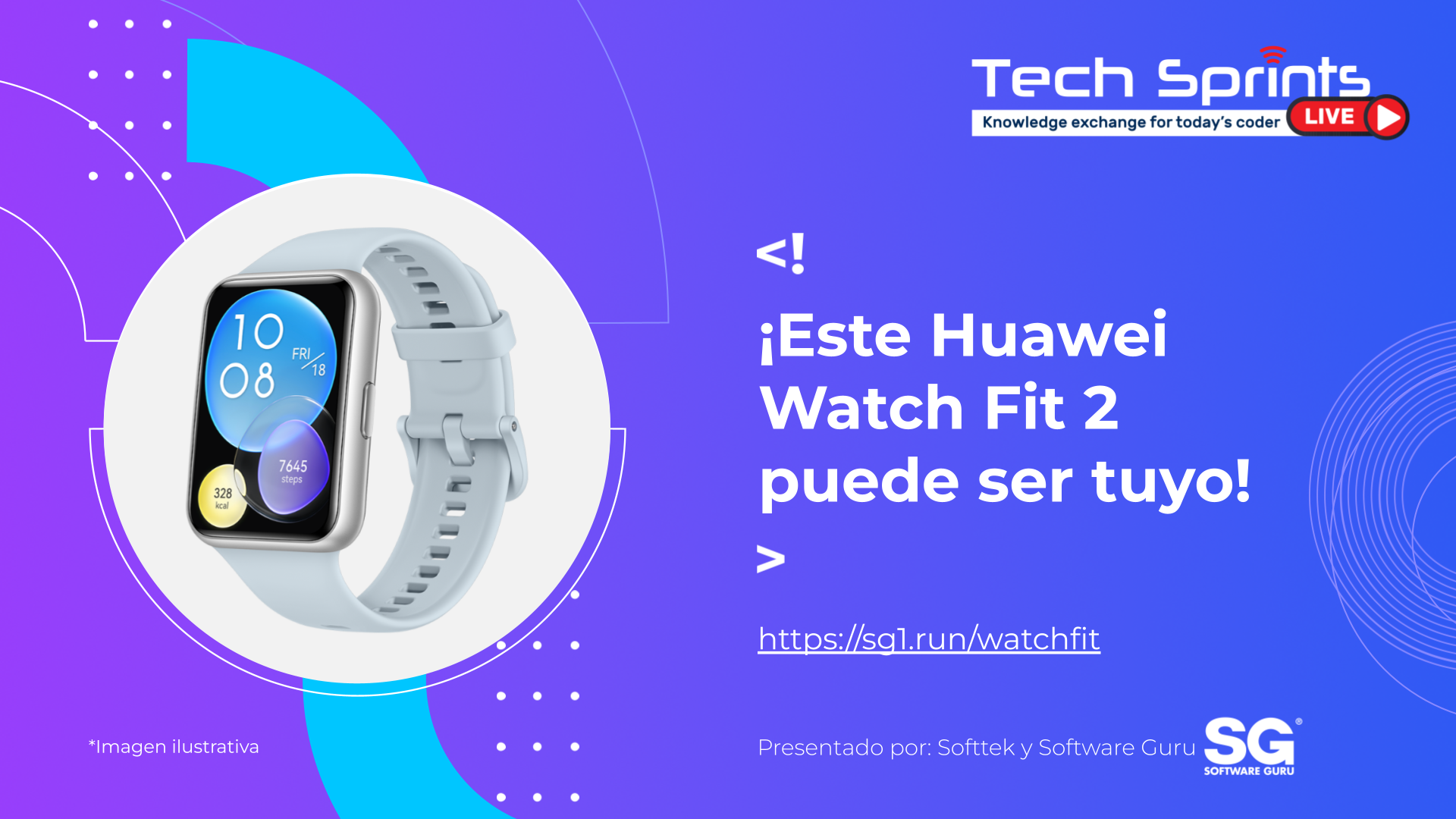 Podrías ganar un smart watch Huawei Fit 2